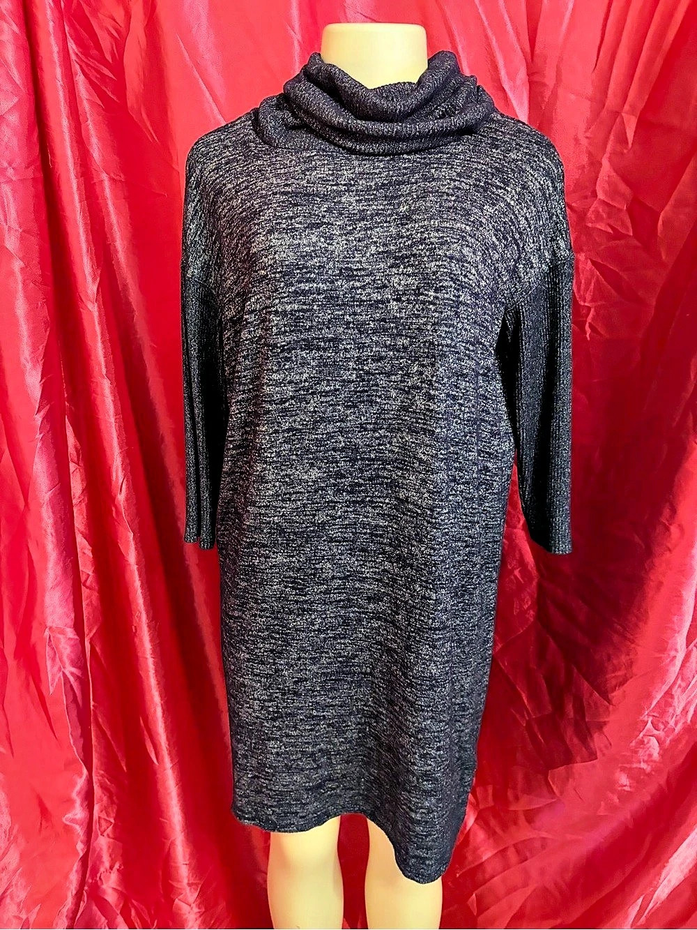 Gap Cowl Neck Long Sleeve Mini Dress in Black & Gray